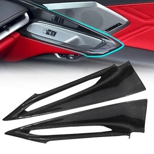 Real Carbon Fiber Inner Door Panel Armrest Cover For Corvette C8 2020-2025 NEW - Picture 1 of 16