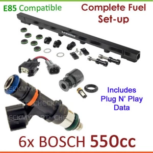 6 nuevos inyectores y riel de combustible Bosch 550cc E85 configuración para Nissan Skyline GTS25 R33 - Imagen 1 de 4
