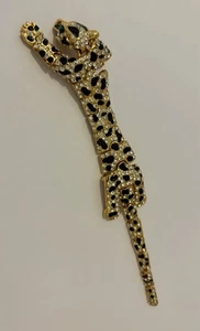 GELENKTER LEOPARD JAGUAR GOLDFARBENE STRASS SCHULTER BROSCHE ANSTECKNADEL 7" BLING - Bild 1 von 5