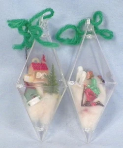 Jewelbrite 2 Christmas Ornaments Wise Men Church House Diorama Mid Century #223 - Picture 1 of 5