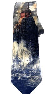 Steven Harris poli cravatta Tempesta intorno al faro solitario paesaggio 59x3 3/4" - Foto 1 di 6