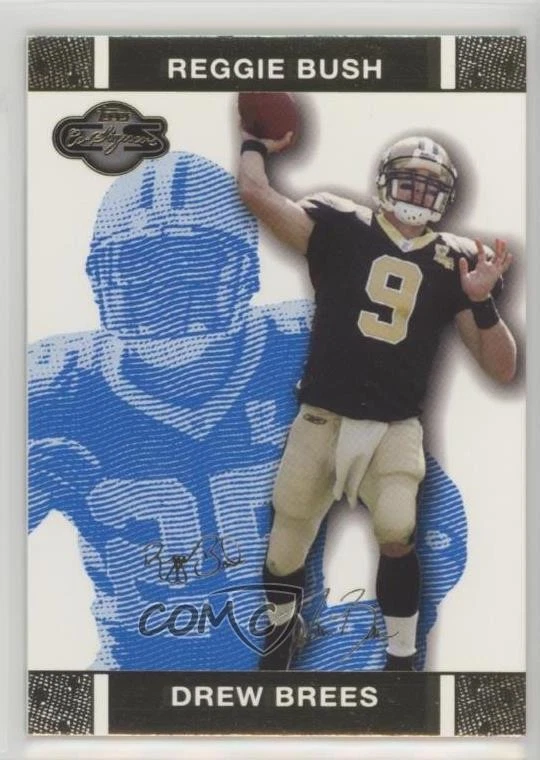 2007 Topps Co-Signers Blue Changing Faces Gold /349 Drew Brees Reggie Bush #11 - Image 1 of 2