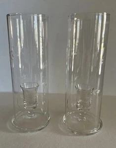 Princess House HERITAGE 2 pc Taper Candle Holder Cylinder Hurricane Cover - Picture 1 of 3
