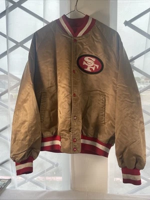 Chaqueta De Colección San Francisco 49ers Starter Bomber Dorado Satinado L Años 80 90 Autografiada Foto 1 de 4