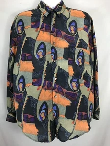 Camisa Protest Para Hombres Talla Mediana Manga Larga Seda Abstracta Retro Desteñida Botón Opaco - Imagen 1 de 17