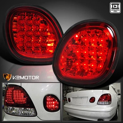 Red Fits 1998-2005 Lexus GS300 GS400 GS430 LED Tail Trunk Lights Brake Lamp L+R - Image 1 of 4