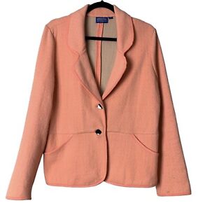 Pendleton Womens Blazer Jacket Pink Peach Size Medium Petite Cotton Button Up