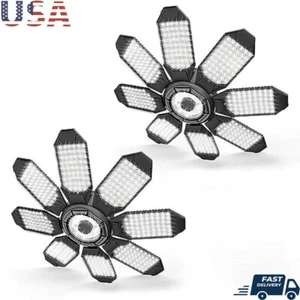 40000LM Super Bright Garage Light 8 Deformable Panels E26/E27 200W LED 2Pack New - Picture 1 of 7