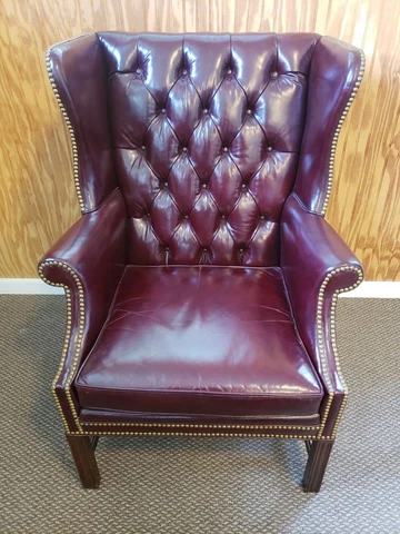 Paine Furniture Clarendon Collection Tufted Leather Burgandy Armchair Cover