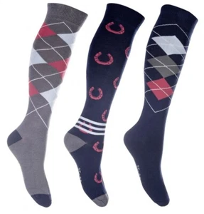 Reitsocken Reiterstrümpfe Kniestrümpfe Basicline RL24 3er-Set dunkelblau rot - Bild 1 von 1