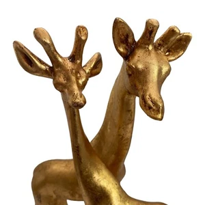 VTG Pair Metal Giraffe with Antique Gold Finish African Safari Animal Figurine - Picture 1 of 12