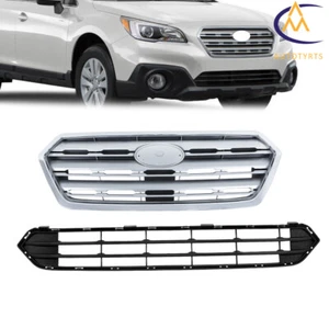 Par de parrillas delanteras superiores + inferiores de plástico negro y cromado para Subaru Outback 2015-2017 - Imagen 1 de 24