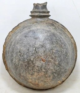 Antique Terracotta Clay Round Water Pot Bottle Original Old Hand Crafted - Picture 1 of 5