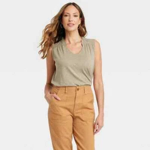 Women's Knit Tank Top - Knox Rose™ Olive Green S - Picture 1 of 4