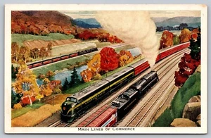 Cartolina Pennsylvania Railroad Main Lines Johnstown PA scena autunnale vapore diesel - Foto 1 di 2