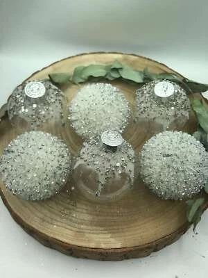 Set 6 Palline di Natale Argento Glitter - Immagine 1 di 3