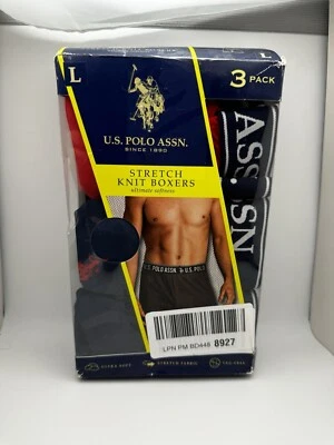 U.S.Polo Assn. Мужские эластичные вязаные боксеры размер L без бирок ультрамягкие упаковка 3 шт. большие - Изображение 1 из 4