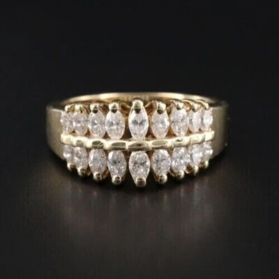 2Ct Marquise Cut Simulated Diamond Wedding Band Ring In 14k Yellow Gold Plated — 第 1/4 张图片