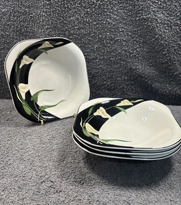 4 x Stunning Sango Quadrille Black Lilies Square Bowl, 7 1/2” - Dinner service - Picture 1 of 11