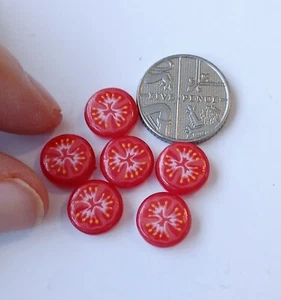 DOLLS HOUSE MINIATURE FOOD 1:12 * 6 X FLATBACKED TOMATO SLICES * COMBINED P+P - Picture 1 of 3