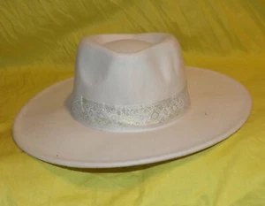 🌺 SOMBRERO FEDORA MUJER ALA ANCHA BLANCO S/M 56 cm - Imagen 1 de 4