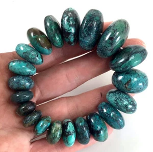 Pulsera azul turquesa Rondelle cuentas de piedras preciosas elásticas XL Kingman 6,5"" - Imagen 1 de 5