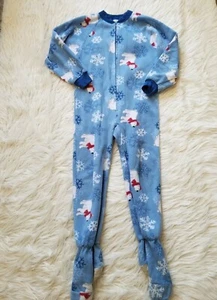 CIRCO Girls XS 4-5 Footed Fleece Footie Pajama Polar Bear Snowflake Christmas - Picture 1 of 8