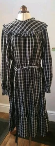 M&S Black & White Check Cotton Belted Midi/ Long Dress UK 24 REG EXCON - Picture 1 of 5