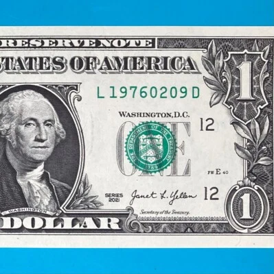 1976 February 9 : L 19760209 D BIRTHDAY NOTE $1 One Dollar Bill *UNC* - Image 1 of 4