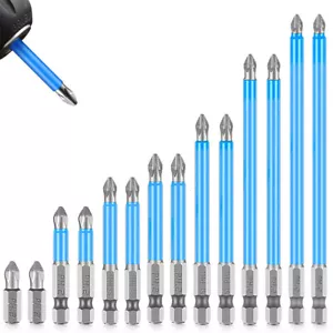 5-14Pcs 1/4" Hex Shank Magnetic PH2 Screwdriver Bit Set Anti-slip Drill Bits - Picture 1 of 14