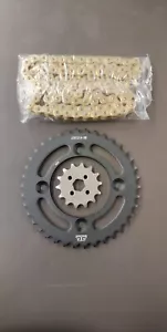 JT Sprockets and Gold Chain Kit for Honda CRF110F 2013-2025 - Picture 1 of 3