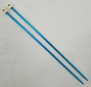 SUSAN BATES ~ Size #6 Blue Anodized Aluminum Knitting Needles 11" Long - Picture 1 of 4