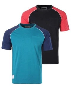 ZIMEGO Mens Short Sleeve Ringer Tee - Color Block Raglan Casual T-Shirt - Imagen 1 de 14