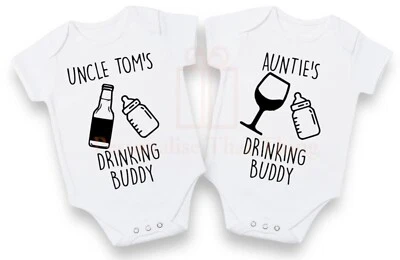 Conjunto body bebé nombre personalizado amigo bebedor vino o cerveza Foto 1 de 2