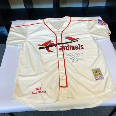 Stan Musial Signed Heavily Inscribed STATS St. Louis Cardinals Jersey PSA DNA  - Image 1 of 4