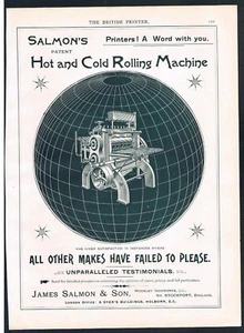 ADVERTISEMENT FROM THE BRITISH PRINTER C1900 HOT AND COLD ROLLING MACHINE - Picture 1 of 2