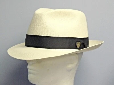 DOBBS CENTER DENT/2 1/8" GENUINE SHANTUNG PANAMA STRAW FEDORA - Image 1 of 4