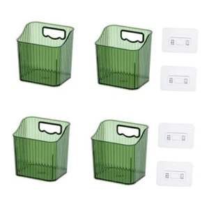 Adhesive Bins for Cabinet Doors Storage, 4pack3.9'' × 3.1'' × 4.5'' clear green - Picture 1 of 8