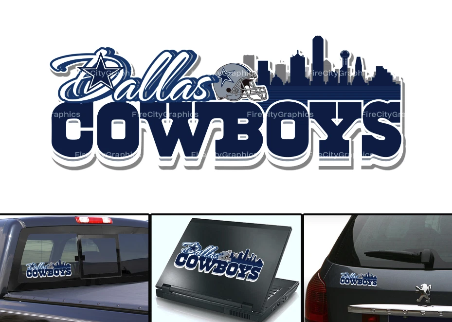 Dallas Cowboys Sticker Decal Skyline Car Truck Window Wall Laptop Phone Bumper - Image 1 of 1