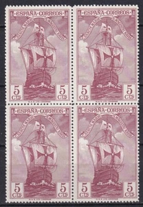 España 1930 Edifil 535 América Discovery Nao Santa María barcos bloque 4 MNH - Imagen 1 de 2