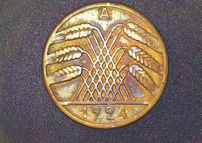 1924 A República Alemana de Weimar 10 Rentenpfennig Bonito Foto 1 de 2