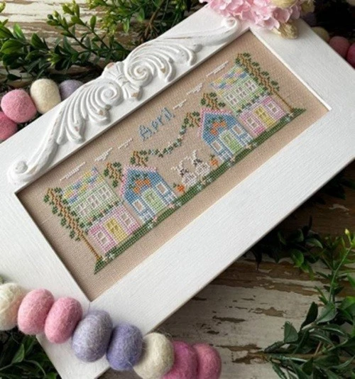 April Mini Village - Monthly Mini Village - Country Cottage Needleworks Chart - Image 1 of 1