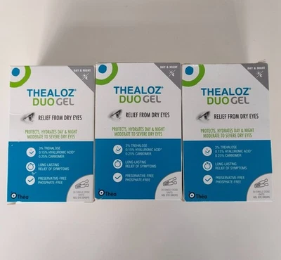3 X Thealoz Duo Gel Eye Drops 90 Single Dose Units (30 Per Pack)