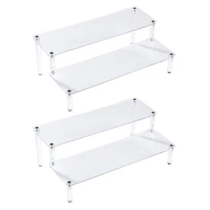 2 Pack 2-Tier Clear Acrylic Display Stand Display Shelf for Dessert Jewels Fi... - Picture 1 of 6