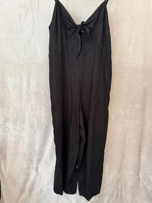 Old Navy Jumpsuit Linen Blend Black Jumper classic tie front - Image 1 of 4