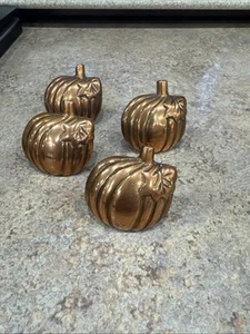 Copper Pumpkin Napkin Rings  Set 4 Harvest Decor Thanksgiving Table Decor - Picture 1 of 4