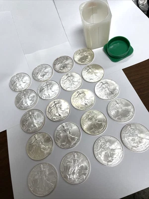 2000 American Silver Eagle $1 BU Dollars Roll of 20 Coins From Mint in Tube - Image 1 of 4