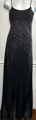 Newport News VTG Y2K Black Cami Maxi Dress 14 Silver Embellished Glam Whimsigoth - Image 1 of 4