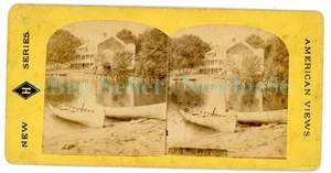 Lake George NY - FISH BAY HOTEL - Stereoview Adirondacks - Picture 1 of 2