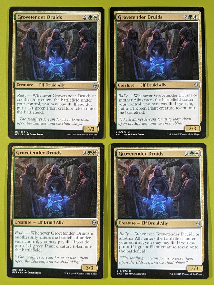 Grovetender Druids x4 Battle for Zendikar 4x Playset Magic the Gathering MTG - Image 1 of 1